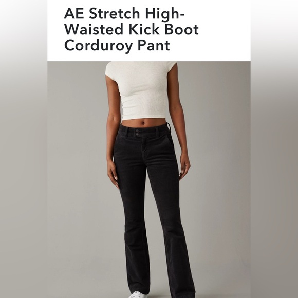 American Eagle NWT High-Rise Kick Boot Corduroy Jeans – Onyx Gray Charcoal , 8 - Picture 5 of 5